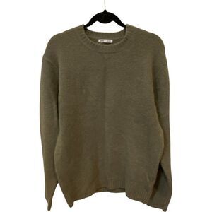 Zara Mens Sweater Size L Army Green Knit Crewneck Pullover 0048/300 NWOT